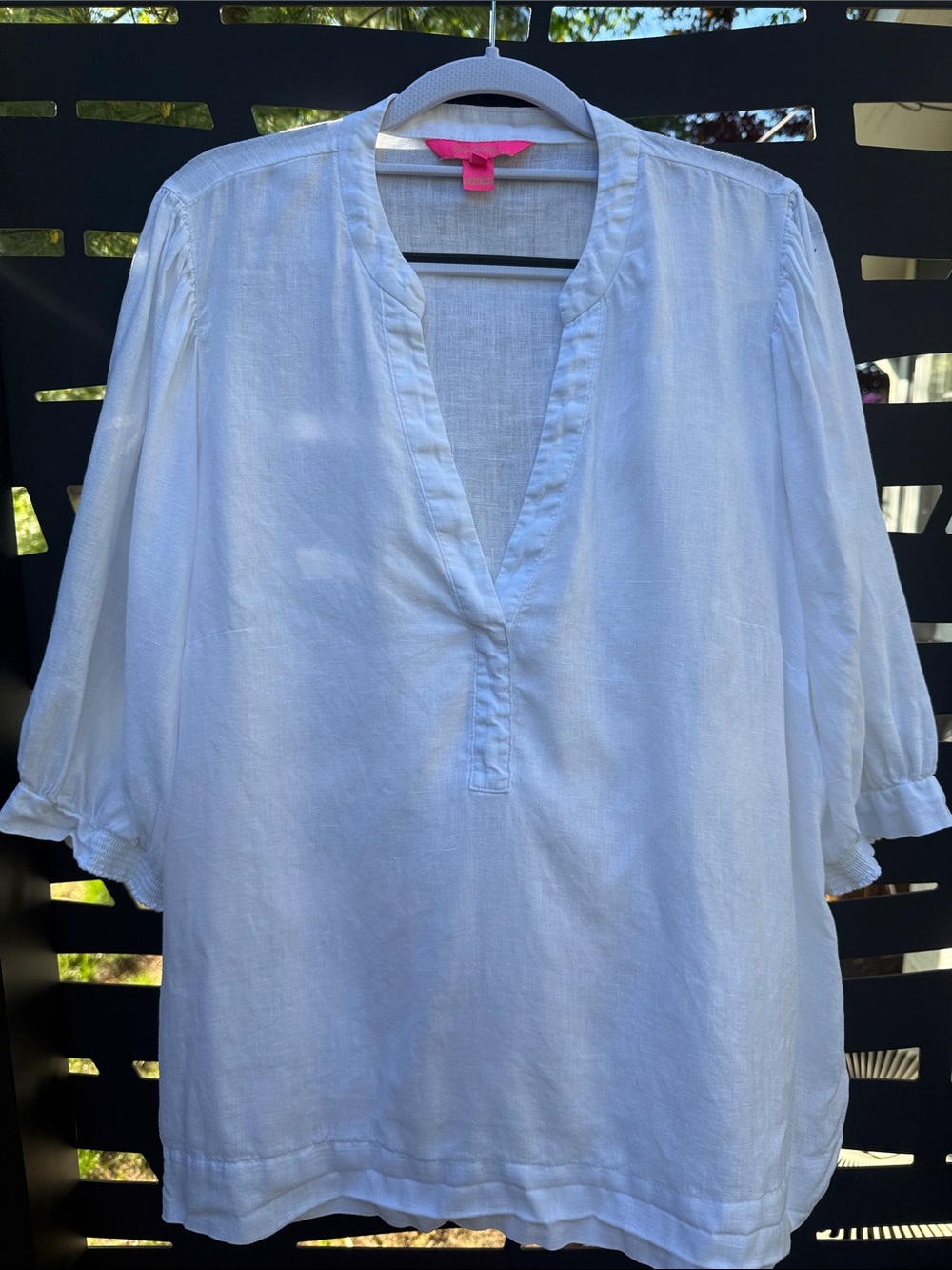 Lilly Pulitzer White V-Neck Linen Tunic